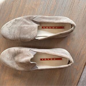 Prada Women's Beige Suede Loafers